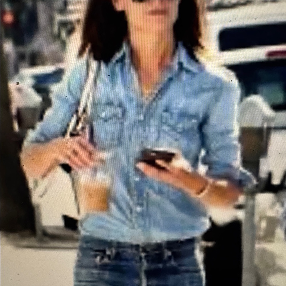 AEO Western Chambray Boyfriend Shirt sz M snaps Y2K